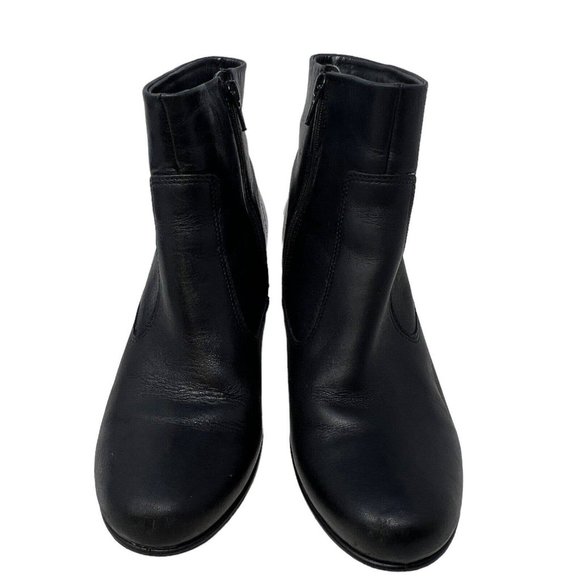 Ecco Hanna Black Leather Heeled Ankle Bootie Boots Zip Side Classic Button Sz 8 - Picture 2 of 8